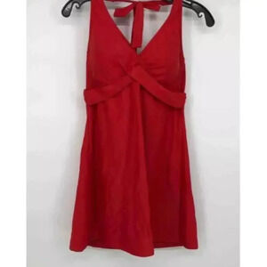 Athleta Women's Halter Dress Size 38 Red Sleeveless Short Casual Bathing Suit